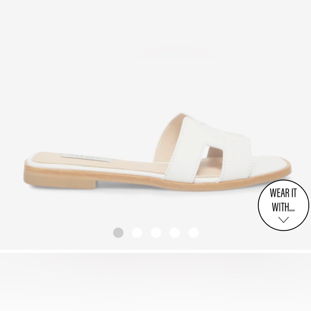 WHITE LEATHER STEVE MADEEN SANDALS SIZE 8